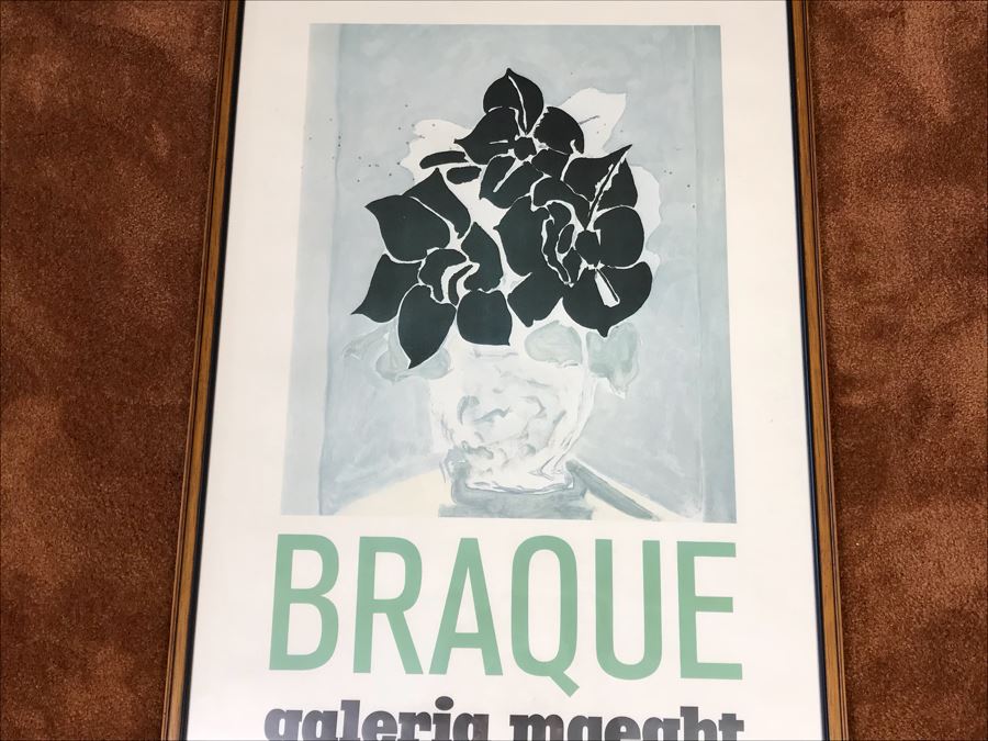 Framed Vintage 1980 Braque Galeria Maeght Poster 22” X 34” [Photo 2]