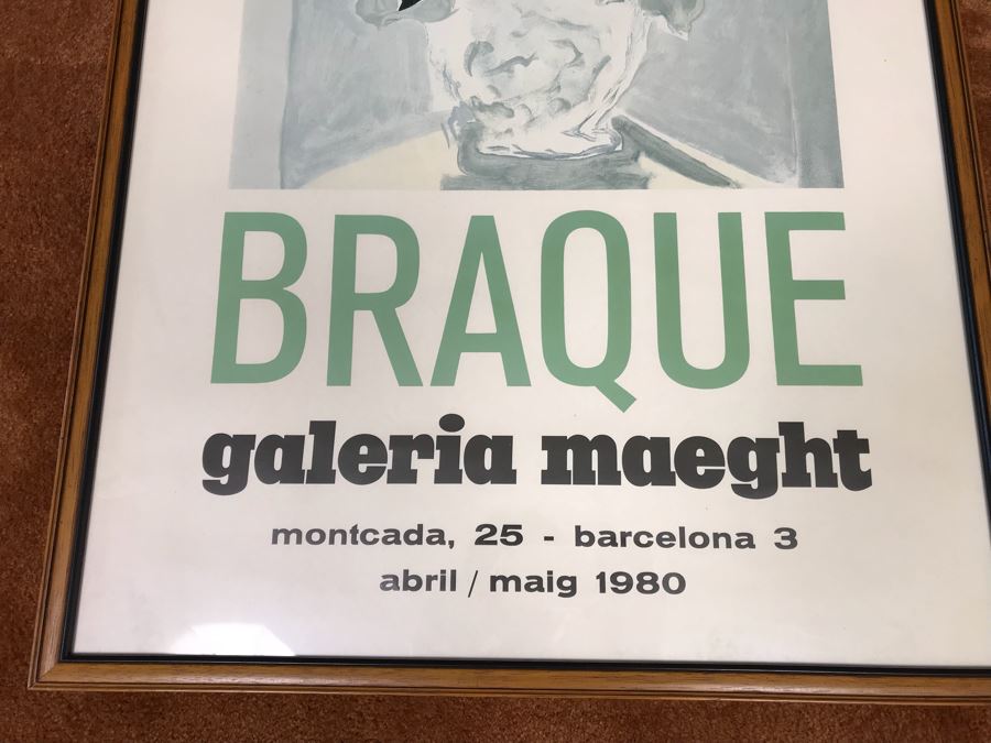Framed Vintage 1980 Braque Galeria Maeght Poster 22” X 34” [Photo 4]