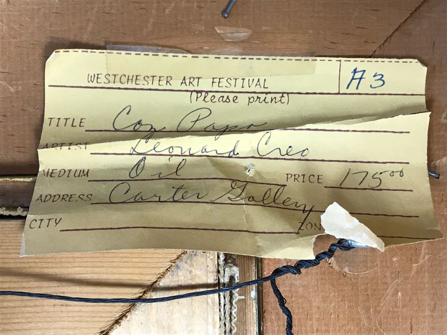 Original Oil Painting By Leonard Creo Titled “Con Papa” 6.5” X 11” [Photo 10]