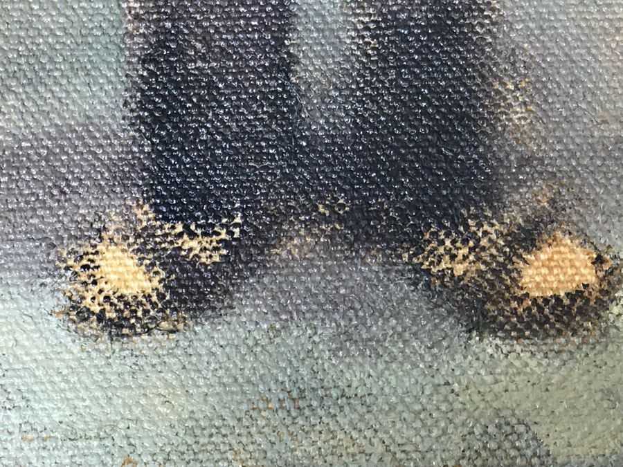 Original Oil Painting By Leonard Creo Titled “Con Papa” 6.5” X 11” [Photo 6]