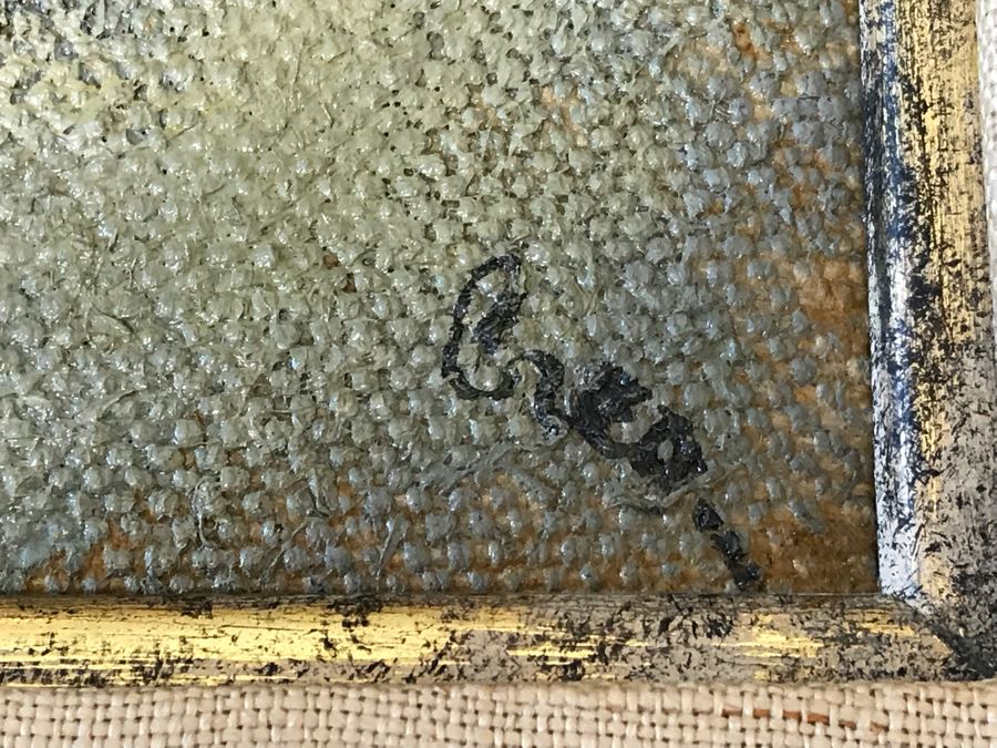 Original Oil Painting By Leonard Creo Titled “Con Papa” 6.5” X 11” [Photo 7]