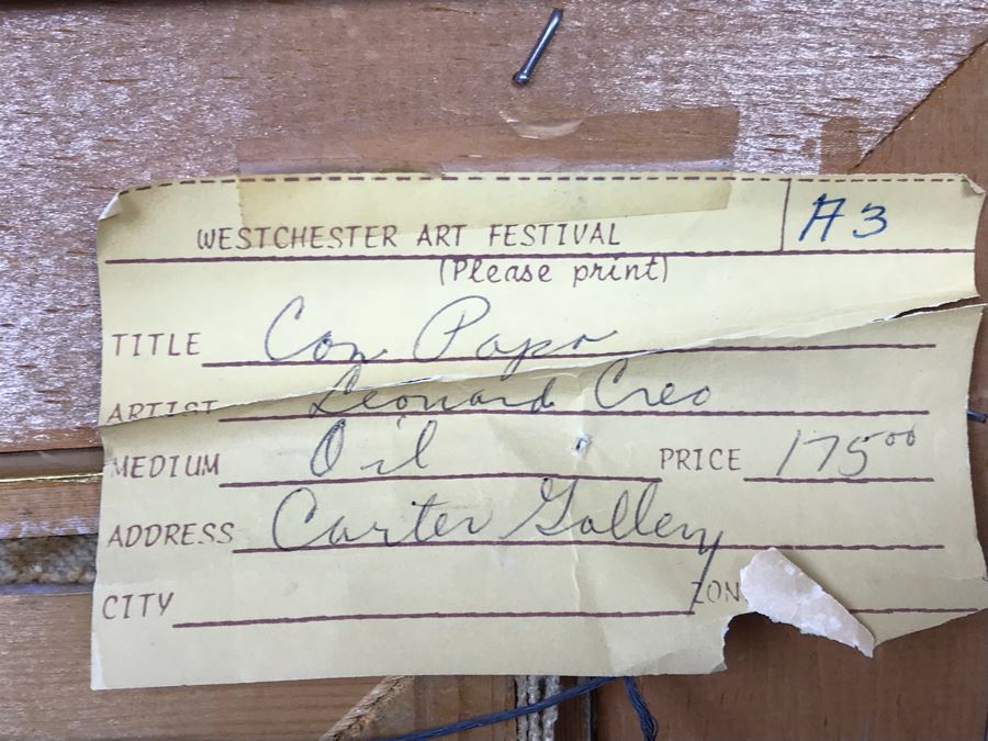 Original Oil Painting By Leonard Creo Titled “Con Papa” 6.5” X 11” [Photo 11]