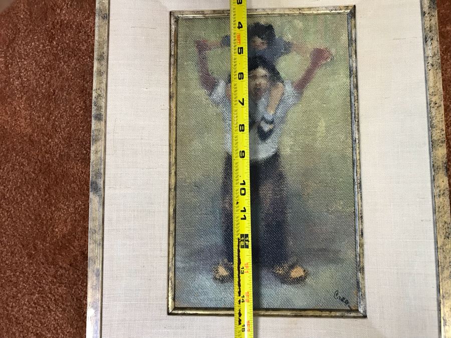 Original Oil Painting By Leonard Creo Titled “Con Papa” 6.5” X 11” [Photo 16]