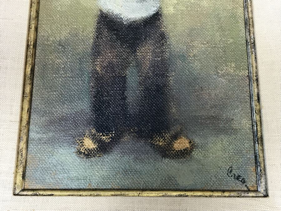 Original Oil Painting By Leonard Creo Titled “Con Papa” 6.5” X 11” [Photo 8]