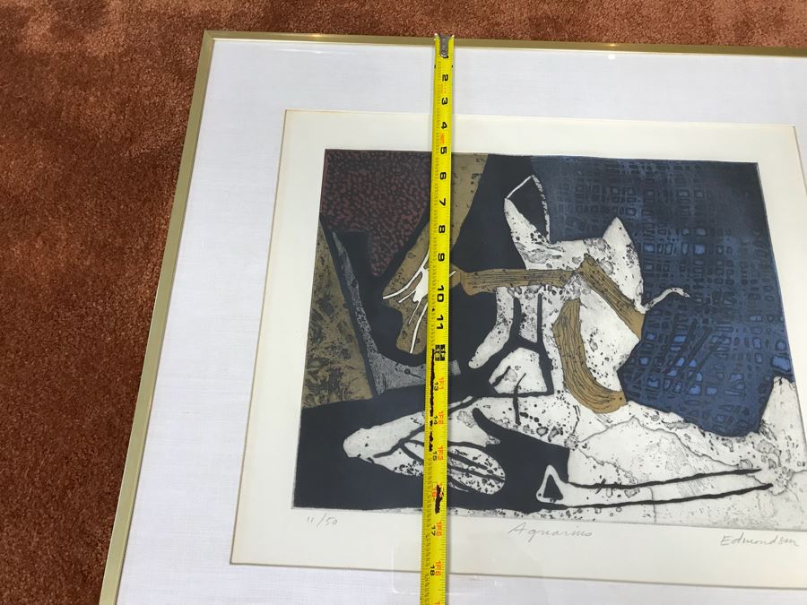 Leonard Edmondson (1916-2002) Colored Etching “Aquarius” Limited Edition 11 Of 50 Hand Signed By Artist 14' X 11' [Photo 11]