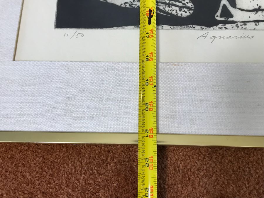 Leonard Edmondson (1916-2002) Colored Etching “Aquarius” Limited Edition 11 Of 50 Hand Signed By Artist 14' X 11' [Photo 10]