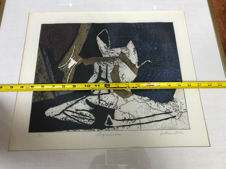 Leonard Edmondson (1916-2002) Colored Etching “Aquarius” Limited Edition 11 Of 50 Hand Signed By Artist 14' X 11' [Photo 8]