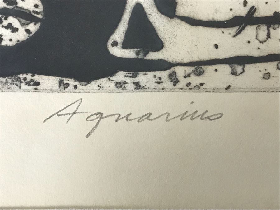 Leonard Edmondson (1916-2002) Colored Etching “Aquarius” Limited Edition 11 Of 50 Hand Signed By Artist 14' X 11' [Photo 6]