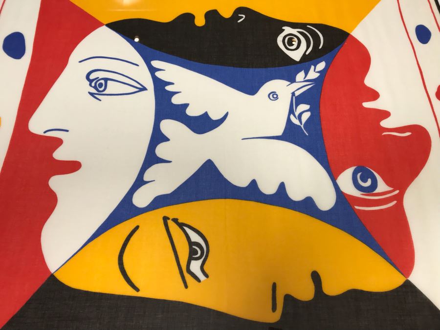 Framed Picasso Scarf Designed By Picasso For World Festival Of Youth And Students 30” X 30” [Photo 6]