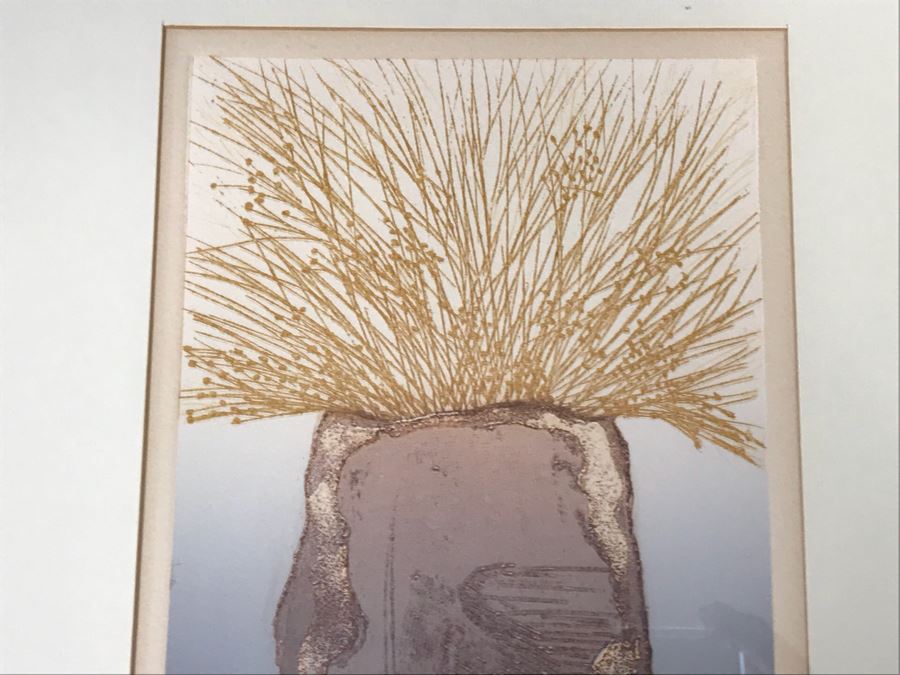 Sachi Tsutsumi Color Etching Titled 'Dry Flowers A' Limited Edition 8 Of 12 Hand Signed By Artist Lower Right 16' X 20' [Photo 4]