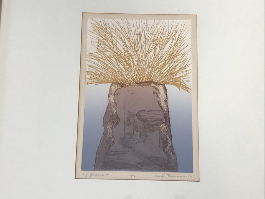 Sachi Tsutsumi Color Etching Titled 'Dry Flowers A' Limited Edition 8 Of 12 Hand Signed By Artist Lower Right 16' X 20' [Photo 3]
