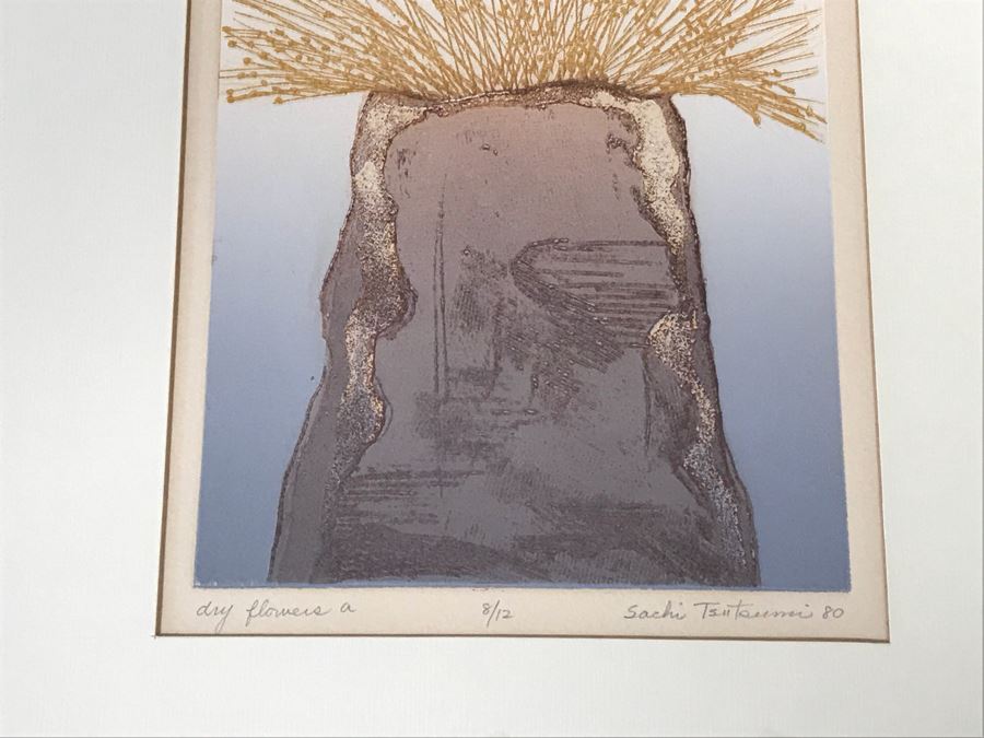 Sachi Tsutsumi Color Etching Titled 'Dry Flowers A' Limited Edition 8 Of 12 Hand Signed By Artist Lower Right 16' X 20' [Photo 6]