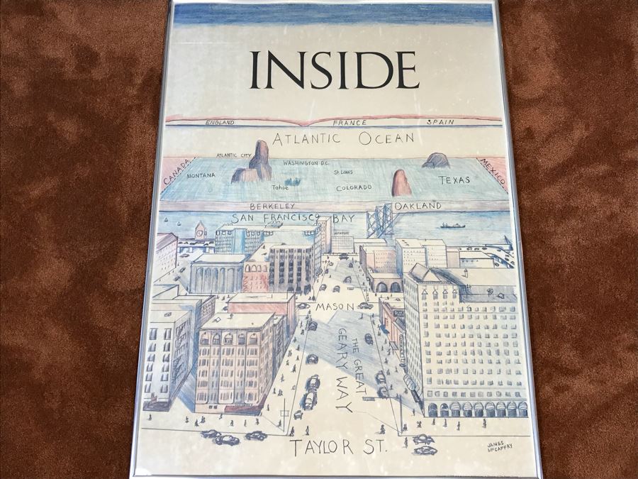 Framed James McCaffry Poster Titled “Inside” Vintage 1978 Arts & Leisure Publications 29” X 40”