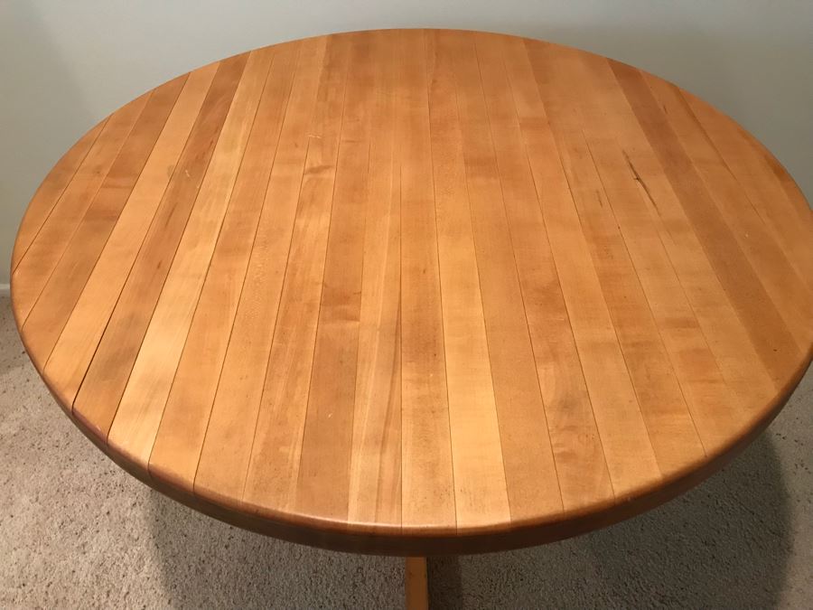 3' Round Oak Butcher Block Pedestal Table [Photo 2]