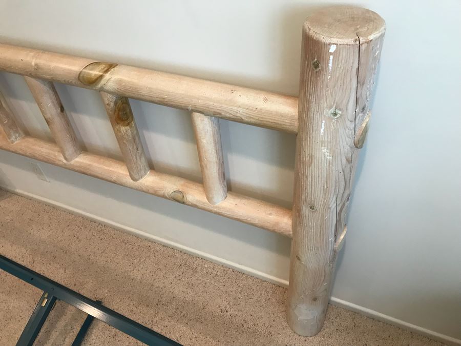 Queen Size Wooden Tree Trunk Headboard With Metal Frame [Photo 5]