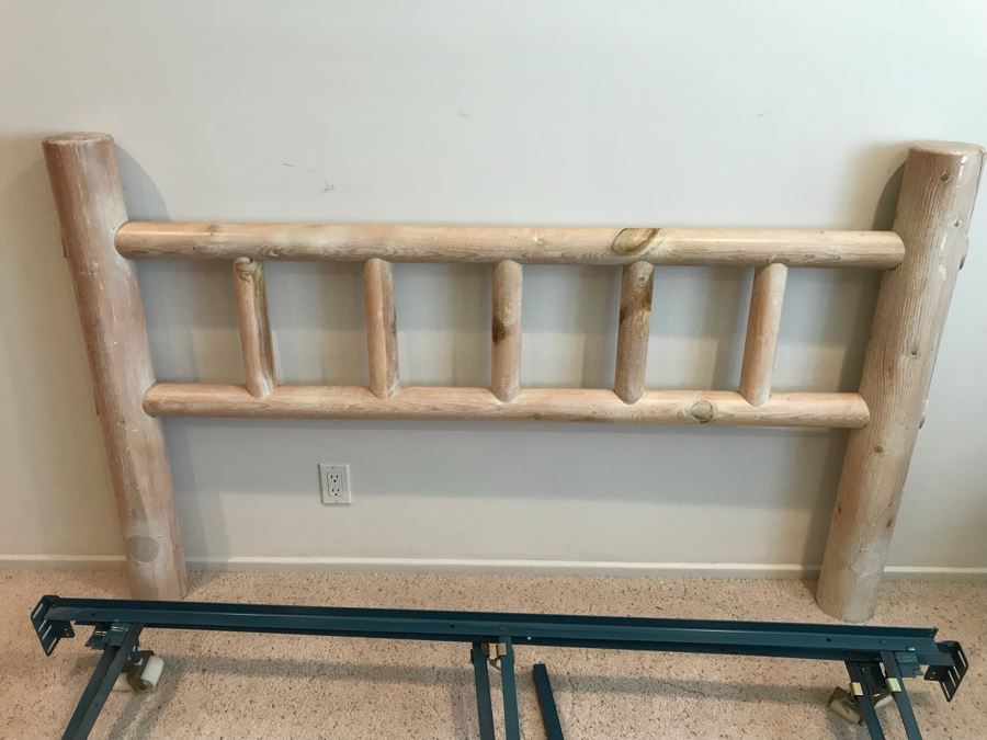 Queen Size Wooden Tree Trunk Headboard With Metal Frame [Photo 3]