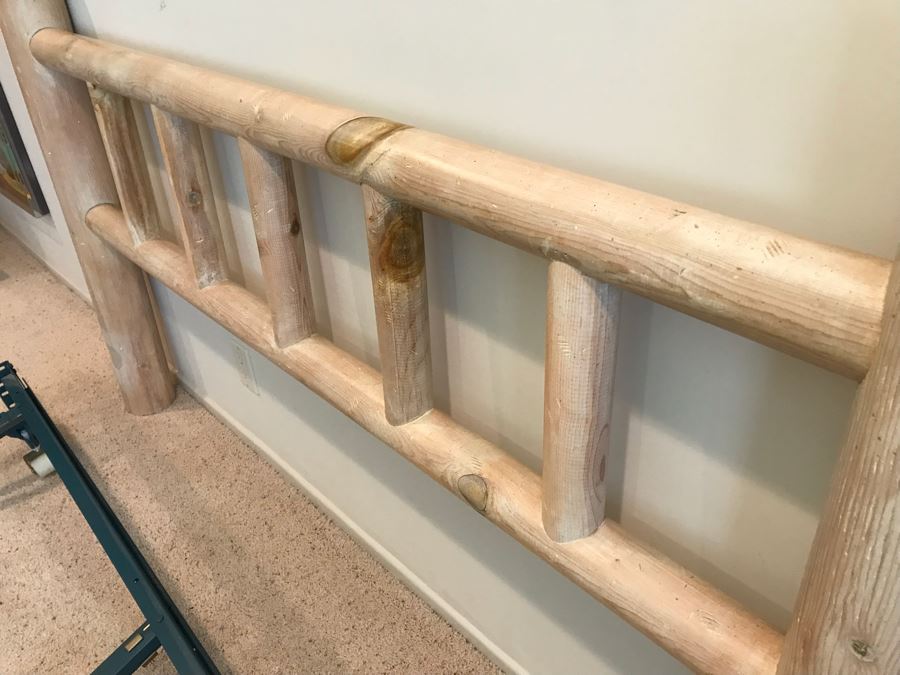 Queen Size Wooden Tree Trunk Headboard With Metal Frame [Photo 6]