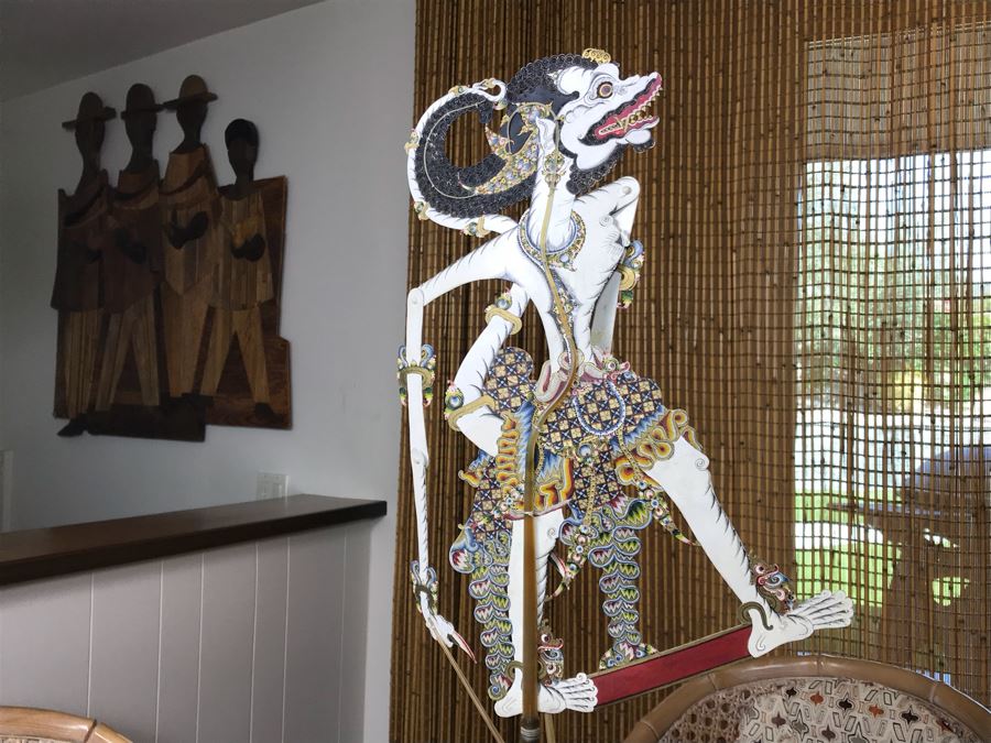 Vintage Thailand Shadow Puppet With Stand [Photo 14]