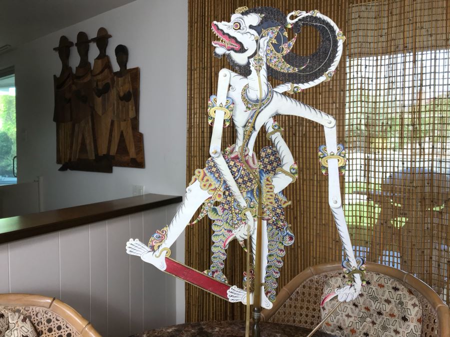 Vintage Thailand Shadow Puppet With Stand [Photo 2]