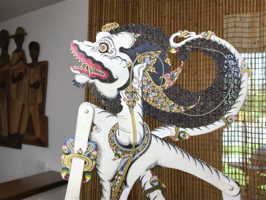 Vintage Thailand Shadow Puppet With Stand [Photo 3]