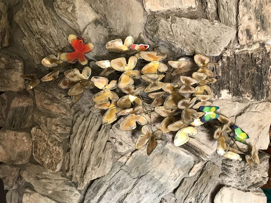 Metal And Enamel Wall Art Sculpture Of Butterflies [Photo 2]