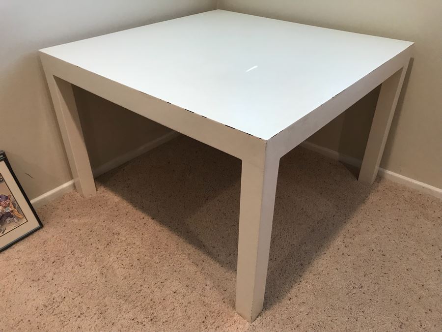 White Wooden Parsons Side Table