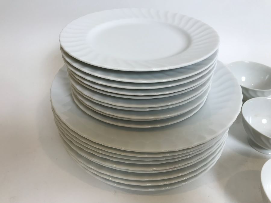 49 Piece White Porcelain China Cups And Plates