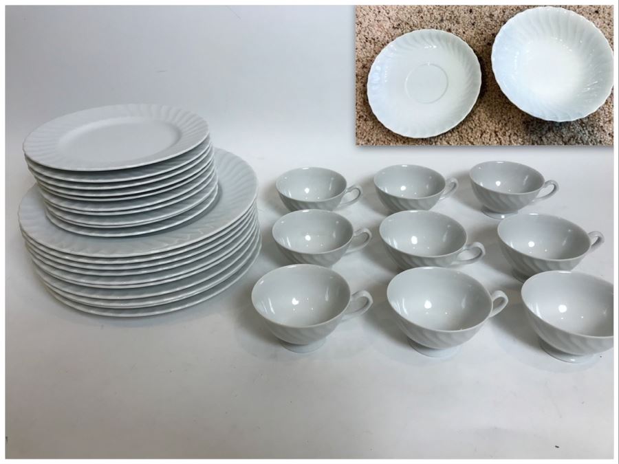49 Piece White Porcelain China Cups And Plates