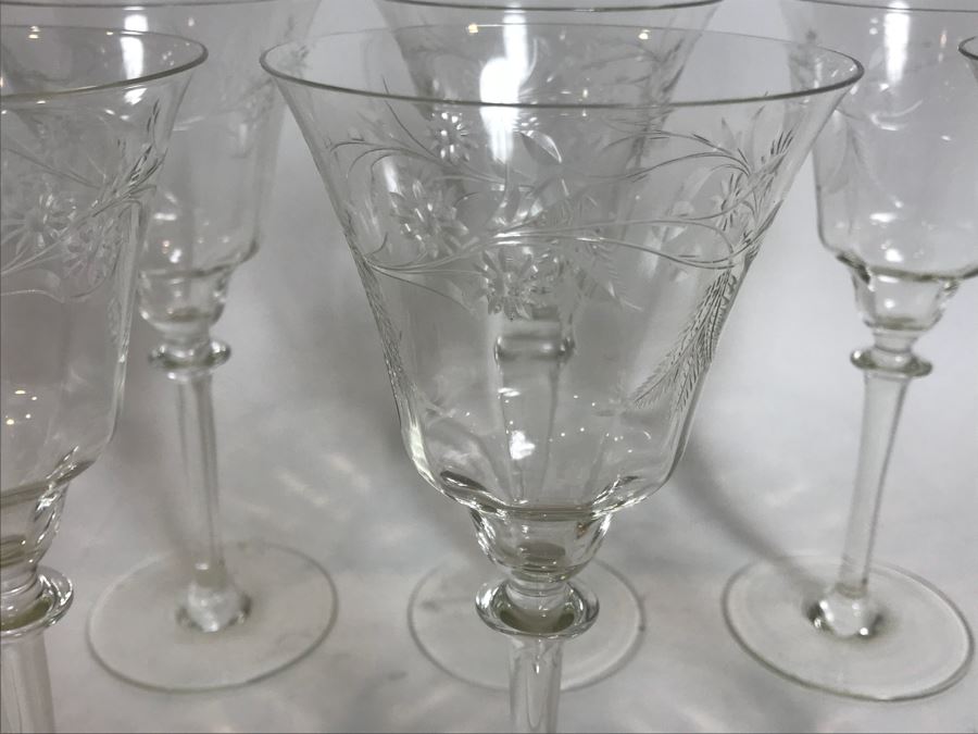 (6) Etched Glass Stemware [Photo 4]