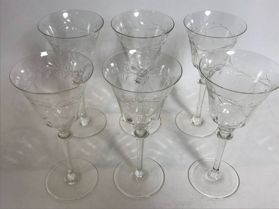 (6) Etched Glass Stemware [Photo 6]