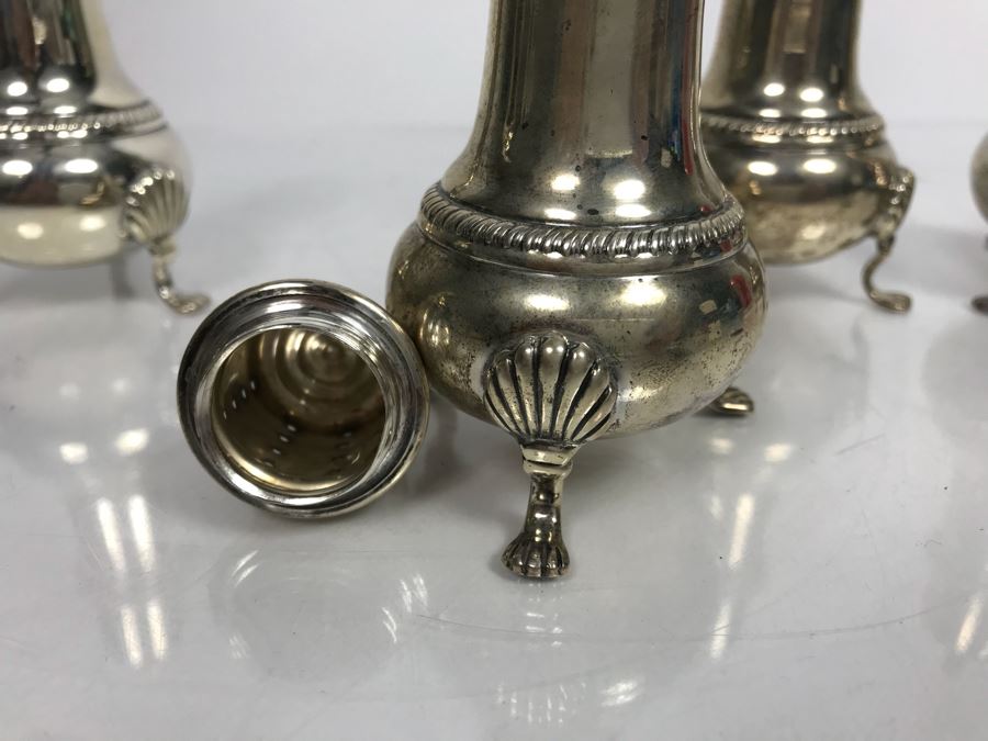 Set Of (4) Sterling Silver Hunt Hallmark Salt Shakers And Newport Sterling Silver Cup 360g [Photo 8]