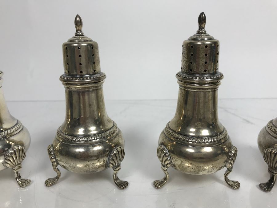 Set Of (4) Sterling Silver Hunt Hallmark Salt Shakers And Newport Sterling Silver Cup 360g [Photo 7]