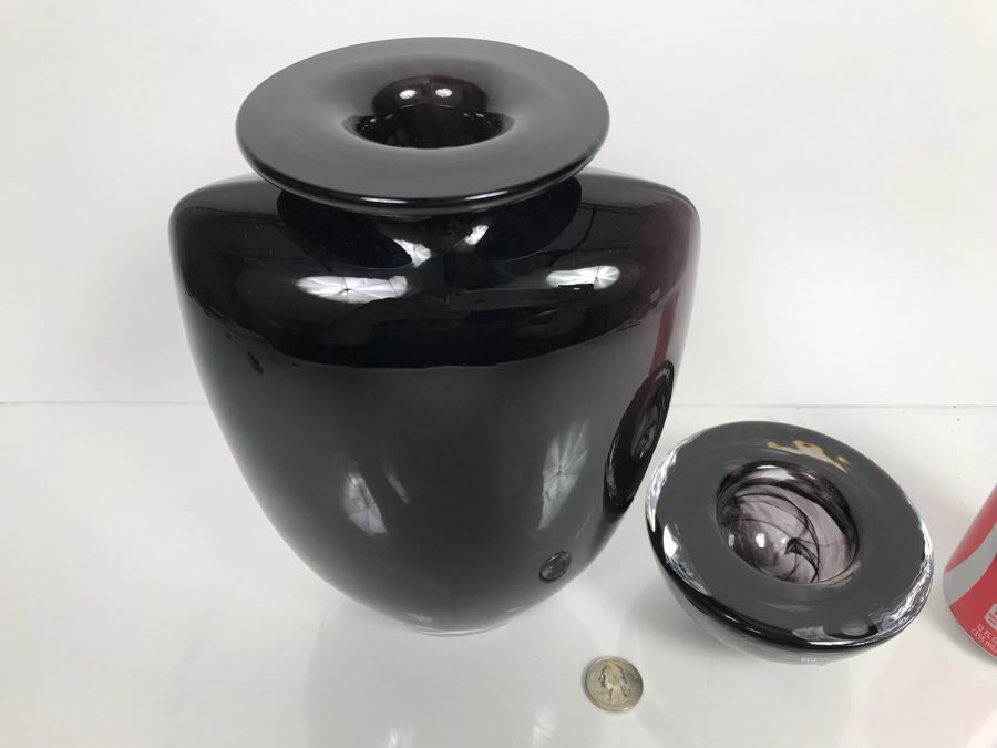 JUST ADDED - Pair Of Kosta Boda Art Glass Pieces - Vase And Bowl [Photo 2]