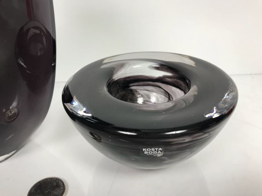 JUST ADDED - Pair Of Kosta Boda Art Glass Pieces - Vase And Bowl [Photo 4]