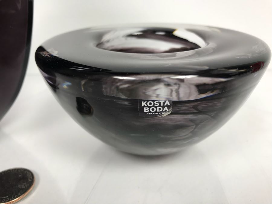 JUST ADDED - Pair Of Kosta Boda Art Glass Pieces - Vase And Bowl [Photo 6]