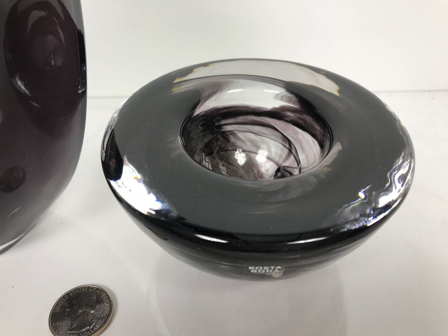 JUST ADDED - Pair Of Kosta Boda Art Glass Pieces - Vase And Bowl [Photo 5]