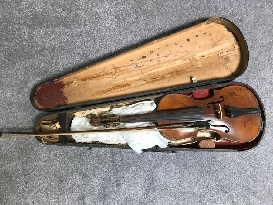JUST ADDED - Old Violin With Case - Appears To Have Been Modified