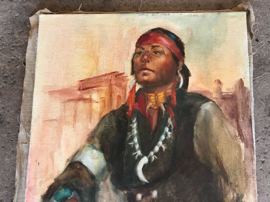 JUST ADDED - Original Oil Painting Of Native American By Renee 24” X 30” [Photo 3]