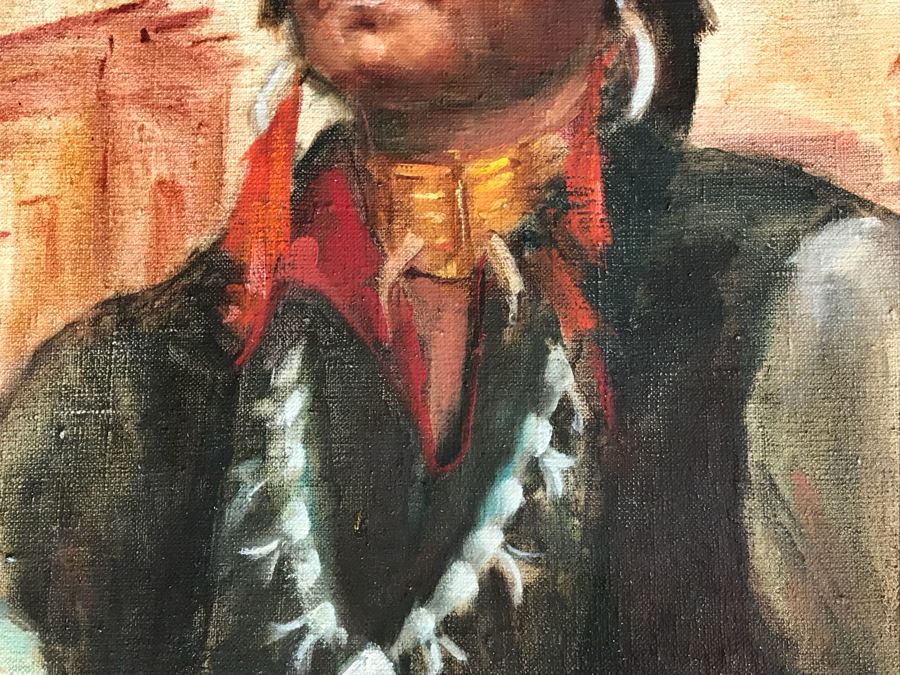 JUST ADDED - Original Oil Painting Of Native American By Renee 24” X 30” [Photo 6]