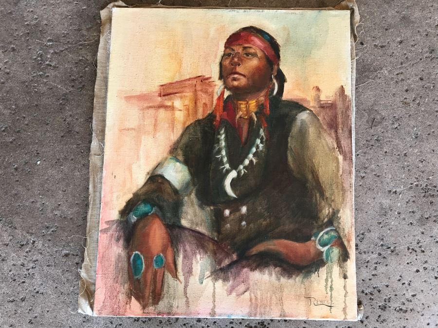 JUST ADDED - Original Oil Painting Of Native American By Renee 24” X 30” [Photo 2]