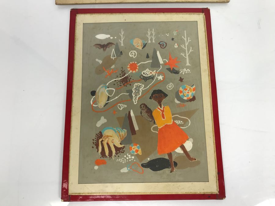 JUST ADDED - Pair Of Original Small Mid-Century Paintings [Photo 2]