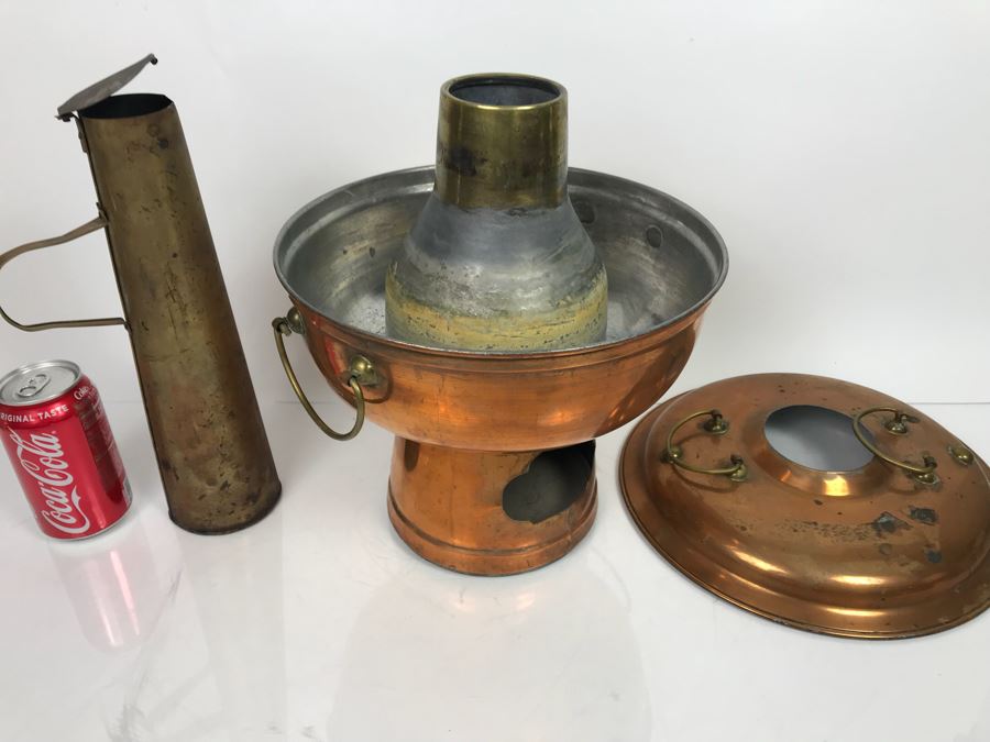 JUST ADDED - Vintage Mongolian Copper Hot Pot Chinese Heated By Charcoal [Photo 9]