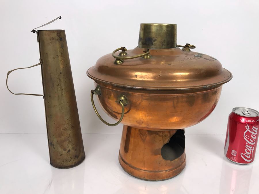 JUST ADDED - Vintage Mongolian Copper Hot Pot Chinese Heated By Charcoal [Photo 7]