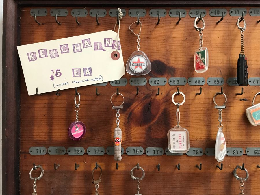 Vintage Wall Mounted Wooden Key Rack With Metal Numbered Name Tags