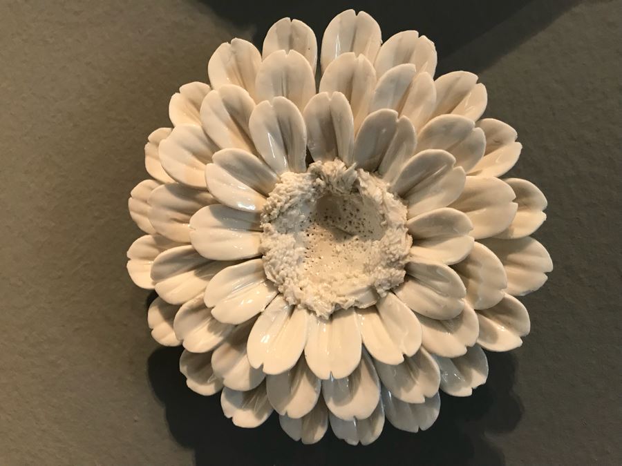 Set Of (5) Wall Mounted Porcelain Flowers - Larger Flower Is 9'W [Photo 6]