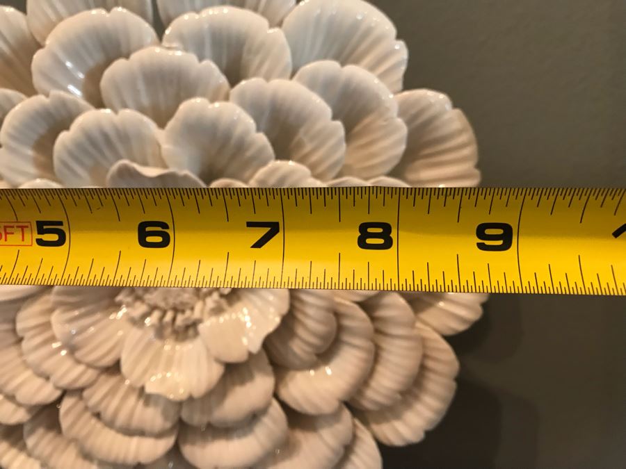 Set Of (5) Wall Mounted Porcelain Flowers - Larger Flower Is 9'W [Photo 7]