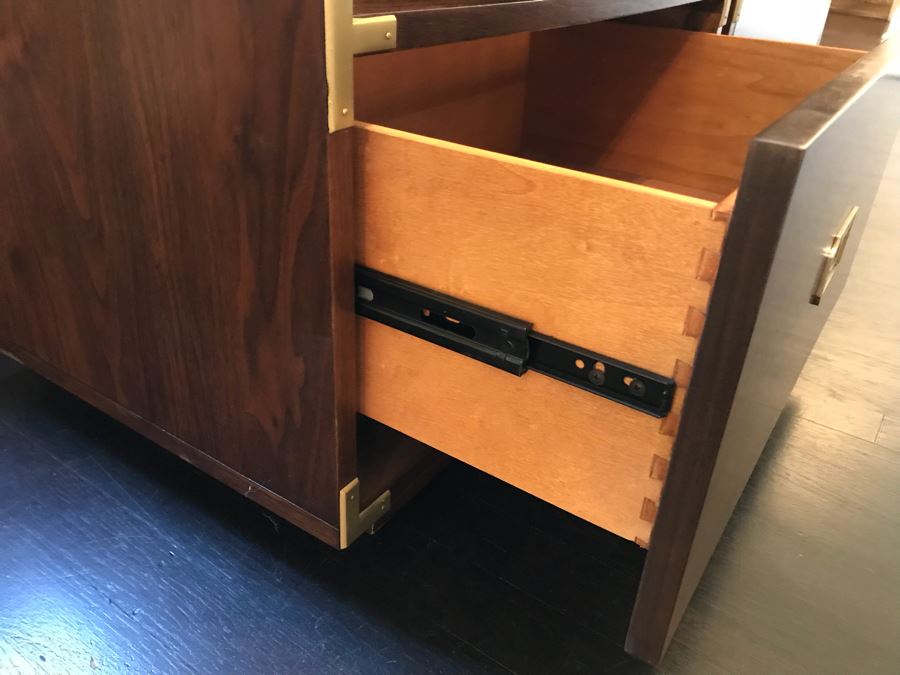 Pair Of Contemporary Campaign Style Side Tables Nightstands 24'W x 18'D x 25.5'H [Photo 7]