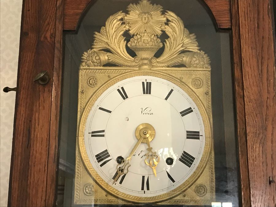 Antique French Grandfather Clock 14.5'W x 12'D x 95.5'H