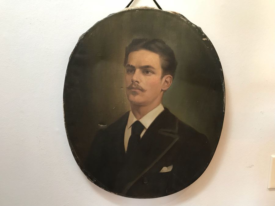 Vintage Original Oil Painting Portrait With Information On Back 21'W x 25.5'H [Photo 2]