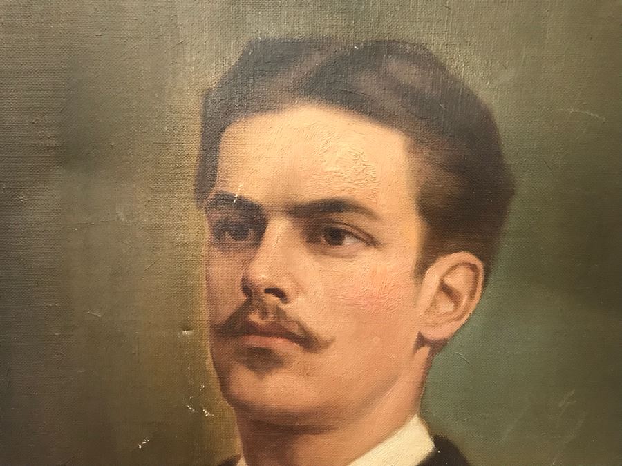 Vintage Original Oil Painting Portrait With Information On Back 21'W x 25.5'H [Photo 5]